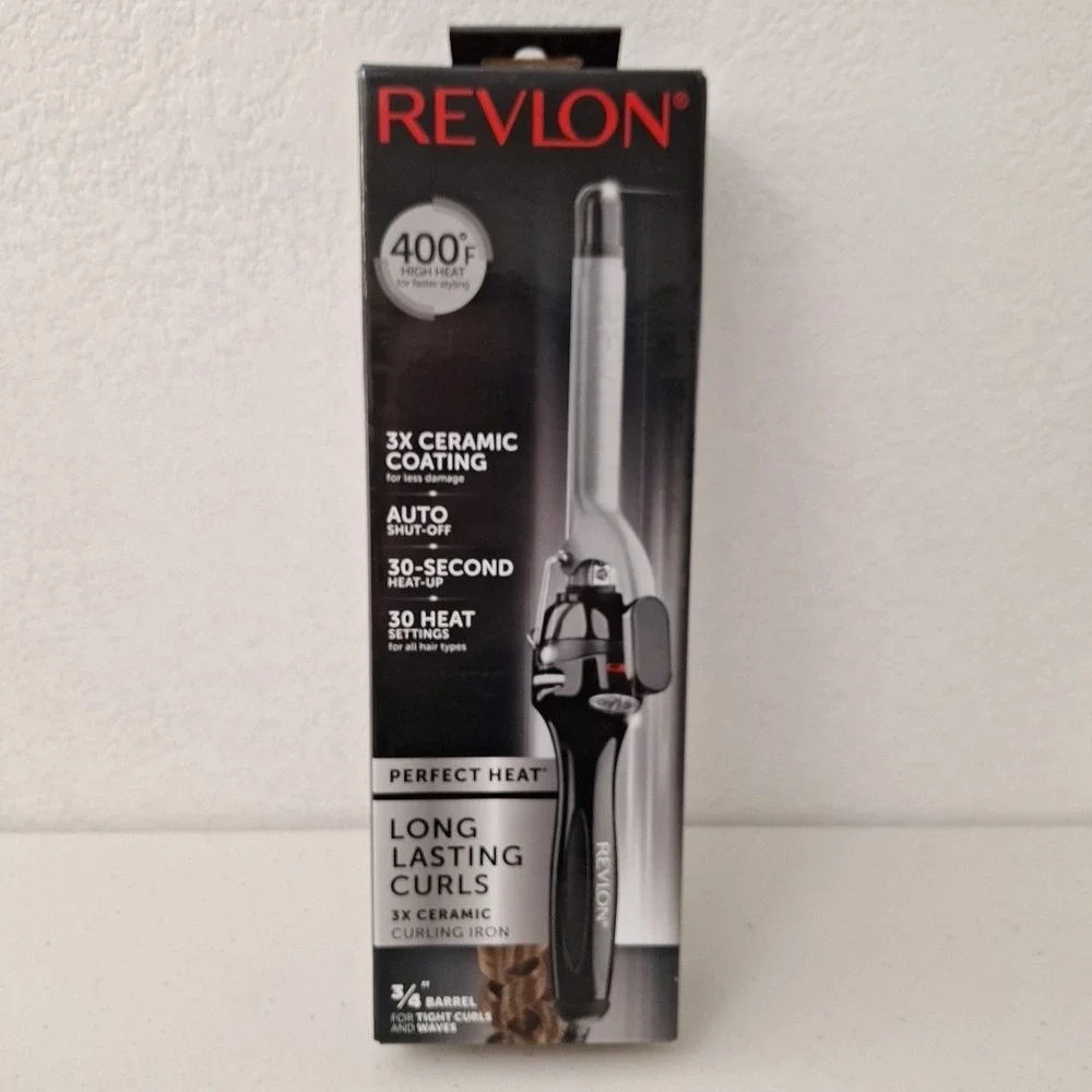 NEW Revlon Perfect Heat 3/4in Ceramic Curling Iron Auto Shut Off 30 Sec Heat Up